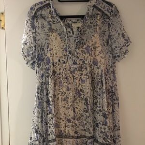 Anthropologie Maeve Blue Floral Dress with Slip